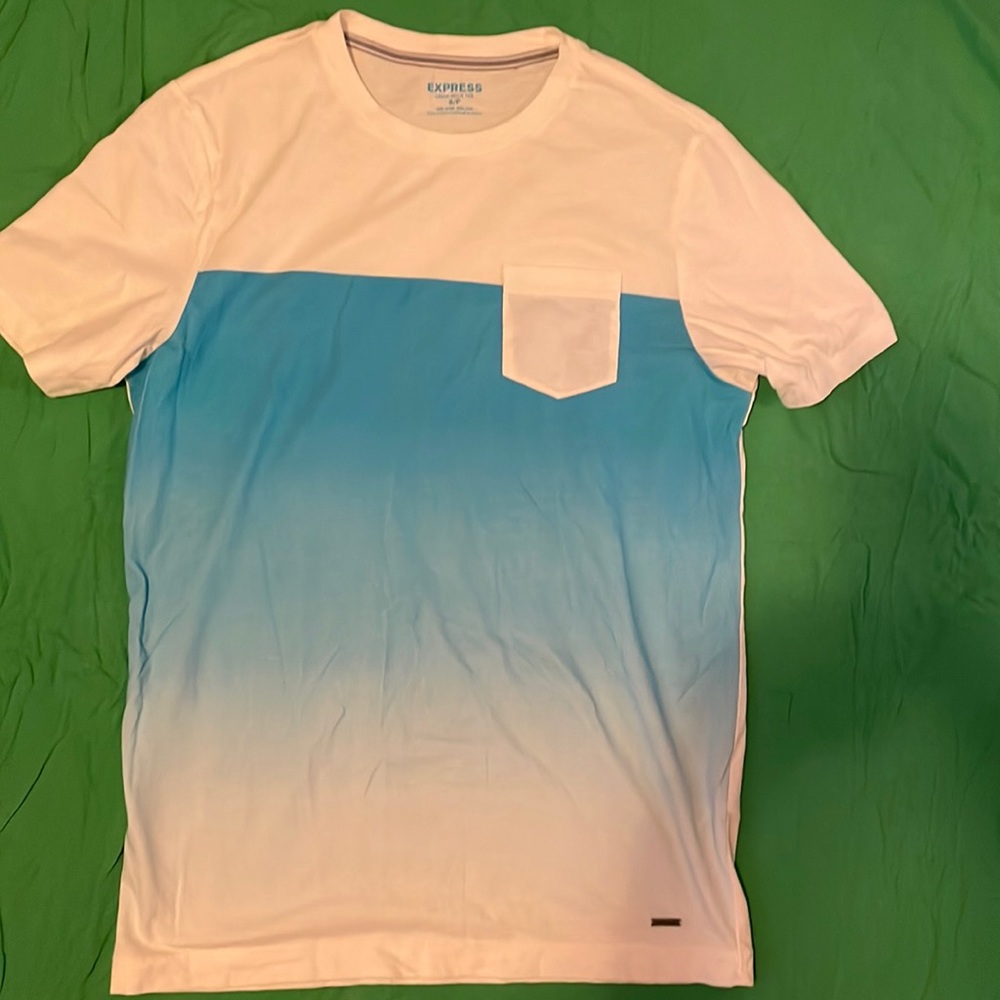 Express crew neck tee blue and white small p